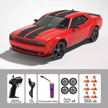 AE86 Remote Control Car Four-Wheel Drive RC Drift Racing Car Charging High Speed Mini Remote-Control Automobile Boy Toy Gift Dodge Red Standard [single battery] 45 minutes