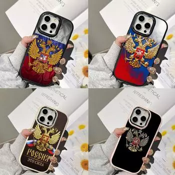Ae96 Россия эмблема флаг дизайн искусство телефонные чехлы для Samsung A13 A32 A53 A54 S24 FE S23 Ultra Infinix Hot 40i Huawei металлический защитный чехол для камеры задняя крышка Samsung A02