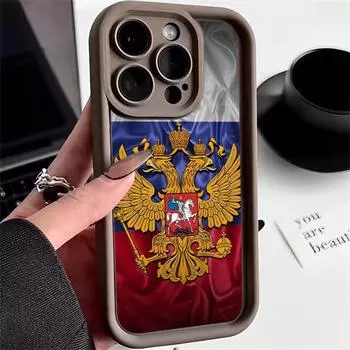 Ae96 Россия эмблема флаг дизайн искусство защитные чехлы для телефонов iPhone 13 14 15 Pro Max infinix Hot 40i Tecno Camon 30 20 Pro ангельские глазки TPU задняя крышка for iPhone 6/6S