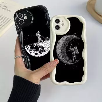 Ae97 Space Moon Astronaut Black art Защитные чехлы для телефонов для Xiaomi PocoX5 F6 Redmi Note 13 12 11 Pro 13C 12C A3 Huawei Honor 90 Wave Задняя крышка из ТПУ Xiaomi 11