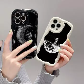 Ae97 Space Moon Astronaut Black art защитные чехлы для телефонов Samsung S23 S24 Ultra A55 A14 A25 Infinix Hot 40 Pro Tecno Spark 20 Wave TPU задняя крышка Samsung A02/M02