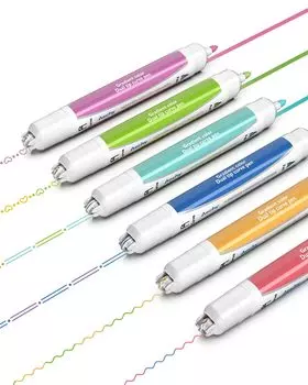 Aechy Curve 2 Color Line Twin Marker Roller Stamp Felt 6 Color Pen Quick Card Writing Tool Pen, Pen, Water-Based Pen, & Tip, Set, Drying, Notebook,