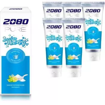 Aekyung 2080 Зубная паста для пищевой соды со вкусом чистого лимона и лайма, 120 г, 6 упаковок, корейская зубная паста