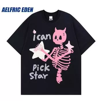 Aelfric Eden Pick Star Графическая футболка Y2K Уличная одежда в стиле хип-хоп Harajuku 2023 Мужская летняя повседневная хлопковая футболка с короткими рукавами Футболки S