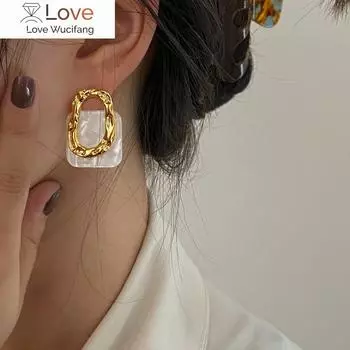 Aensoa Korea акриловая смола геометрические квадратные висячие серьги-гвоздики новые модные полые металлические трендовые серьги ювелирный подарок