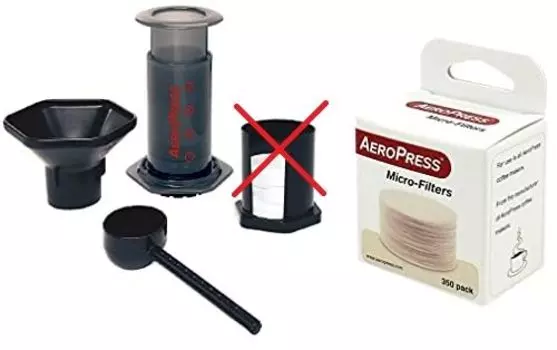 Aeropress coffee maker set with 350 paper filters