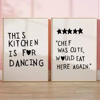 Aesthetic Kitchen Cute Cooking Wall Art Picture Minimalist Heart Black Quote Poster Print Nordic Canvas Painting Room Home Decor 21x30cm No Framed