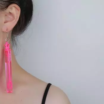 Aesthetic Real Bubble Blower Earrings Jewelry Bubble Wand Dangle Earrings Gift прозрачный