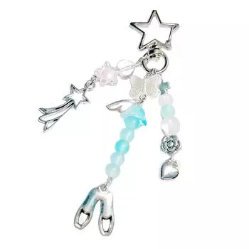 Aesthetic Star Strawberry Key Rings Elegant Bag Charm Bead Keychain Bag Pendant Key Ornament for Purses and Present 4