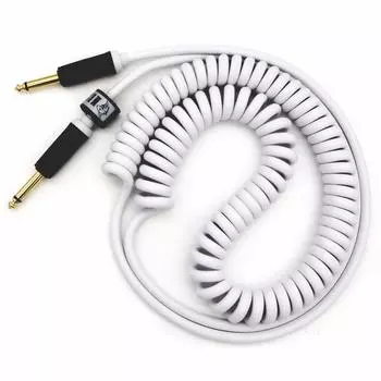 Aestivate Guitar Coil Cable Bass Shield Curled Cord 6.35mm 10ft/3m (White)