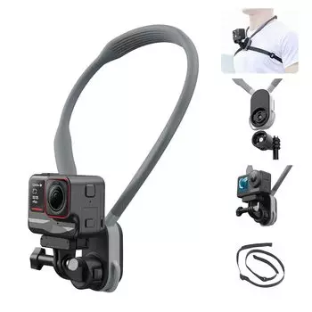 AFAITH POV Крепление для рыбалки на шею Max Version Магнитное присоска Крепление GoPro Аксессуары для экшн-камер Гибкий силиконовый материал Простая установка серый