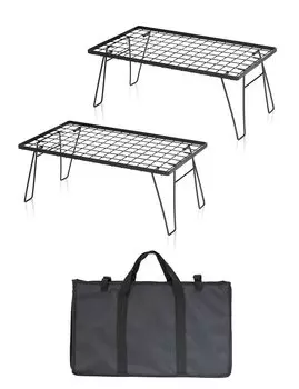 Afora Полевая стойка для кемпинга, полка для холодильника, подставка для костра на открытом воздухе, низкий столик, руководство по эксплуатации на японском языке, входящие в комплект предметы, сумка для хранения (2 + Набор)