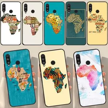 Africa Map Geography Painted Case For Honor 50 8X 9X 10i Cover For Huawei P30 P40 Lite P50 P20 Pro P Smart 2019 Nova 5T Huawei P40 Lite 4G