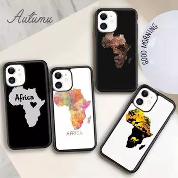 AFRICA MAP Phone Case for iPhone 11 12 13 14 Pro Max mini X XR XS SE 2020 5 6S 7 8 Plus Samsung Galaxy S21 S22 Cover shell iPhone 6plus