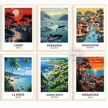 Africa Travel Lagos Nigeria Hermanus South Africa Art Poster Canvas Painting Wall Print Picture for Living Room Home Decor 21cm30cm NoFrame