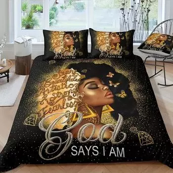 African American Bedding Set Bed Linen Set Single Double Size Home Decor For Girls Kids Cartoon Cute Cat Duvet Cover Set EU Single 135x200cm