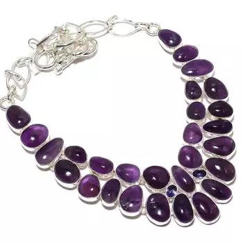 African Amethyst Gemstone Handmade 925 Silver Jewelry Necklace 18 JCN409-6