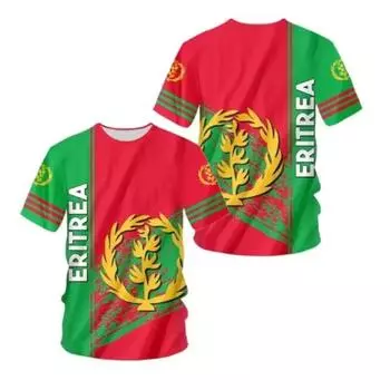 Африканская страна Эритрея флаг 3D печатный лев цвет ретро 3D печатный мужской и женский летний повседневный веселый короткий рукав футболка футболка топ M