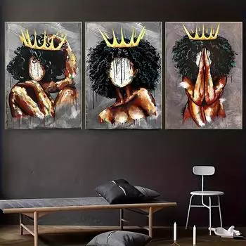 Африка Ангел Королева Черная Девушка Женщина Скандинавские Плакаты И Принты Настенное Искусство Холст Картина Печать Настенные Картины Для Гостиной Клуба 20x30cm