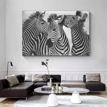 Африка Черно-белая Зебра Плакат Животные Холст Картины Постеры Печать Настенные Картины Для Гостиной Домашний Декор Без Рамки 21*30cm No Frame