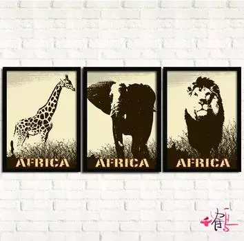 Африка Дикие Животные Жираф Слон Лев Животный Принт Настенная Картина Холст Картина Маслом Домашний Бар Настенный Декор 21*30cm