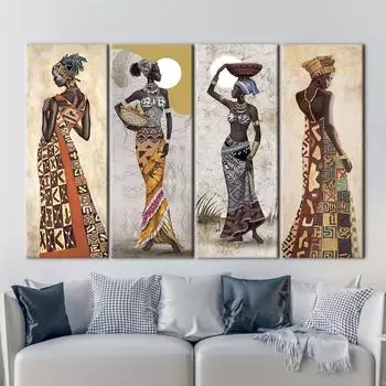 Африканская черная женщина, холст, картина, этнический художественный постер для украшения гостиной, домашний декор, картины, картина 20X60cm Unframed