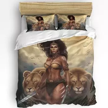 Африканская черная женщина жираф пододеяльник кровать постельное белье домашний текстиль пододеяльник наволочки спальня двуспальный комплект постельного белья без простыни EU single(135x200cm)