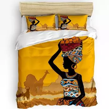 Африканская черная женщина жираф пододеяльник кровать постельное белье домашний текстиль пододеяльник наволочки спальня двуспальный комплект постельного белья без простыни EU single(135x200cm)