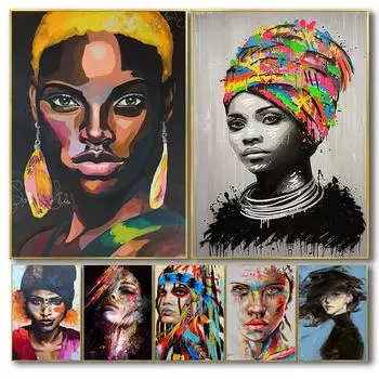 Африканская девушка, черная индийская женщина, скандинавские граффити, абстрактная фигура, холст, живопись, настенные художественные фотографии, постеры и принты, домашний декор 21x30cm No Framed