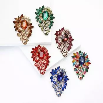 Африканская мода сплав полный бриллиант большая стеклянная брошь высокого класса универсальная женская одежда корсаж украшение булавка