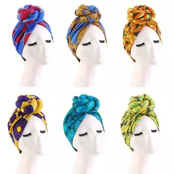 Африканская напечатанная шапка-шарф, шапка-шарф с узлом на шее, популярная национальная шапка в Европе и Америке average size