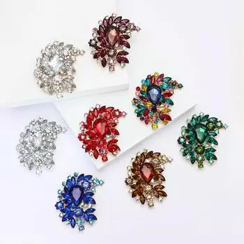 Африканская Премиум сплав большая стеклянная брошь винтажная мода женский кардиган шаль брошь украшение булавка