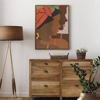 Африканская женская стена. Африканская настенная живопись. Плакат о расширении прав и возможностей женщин, Черное искусство, Африканская королева. Африканская девушка. Картина. 21cm30cm NoFrame