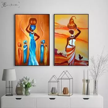 Африканская женская жизнь в стиле ретро, настенная живопись, холст, постер, украшение для дома, постер 21cm30cm NoFrame