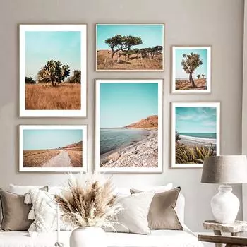 Африканские пастбища залива природные пейзажи плакаты и принты фотографии скандинавский пейзаж настенная живопись на холсте для домашнего декора 21*30cm