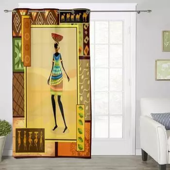 Африканские занавески для девочек для гостиной, роскошный декор для спальни, занавески для кухни, занавески для окон 135W x 60H(cm) x1