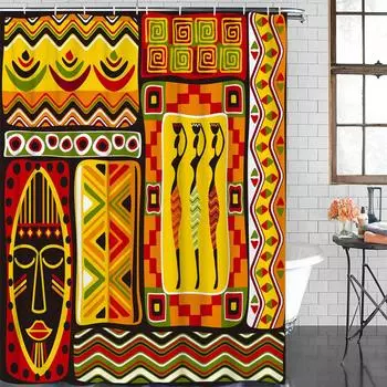Африканские женщины геометрические фигуры водонепроницаемые украшения для ванной комнаты занавеска для душа с крючком занавески для ванной аксессуары для ванной 90Wx180H CM