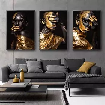 Африканские женщины настенные художественные постеры и принты современные картины на холсте для гостиной украшение дома подарок 21x30cm No Framed