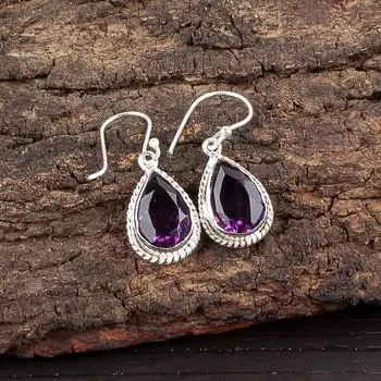 Африканский аметист драгоценный камень 925 стерлинговое серебро ювелирные изделия серьги-капли/висюльки 1,40 EE-9-3