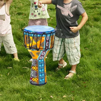 Африканский барабан джембе 8 дюймов - ударный инструмент ручной работы для любителей музыки Blue leaf