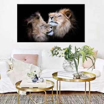 Африканский черный лев леопард постеры с животными и принты холст живопись настенные панно для гостиной интерьер Cuadros домашний декор 20x40cm