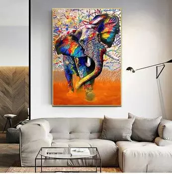 Африканский дикий слон, живопись, красочные граффити, художественные постеры и принты, настенная картина с изображением животных для гостиной без рамки 21*30cm