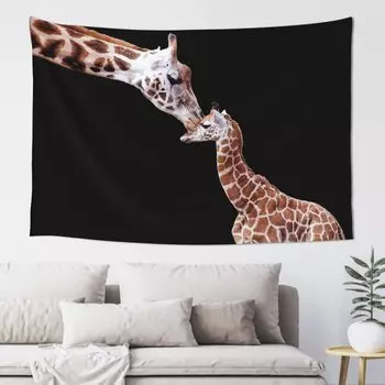 Африканский сафари Пейзажный гобелен Жираф Слон Леопардовый фон гобелен Лес Луга Украшение спальни 100X75CM