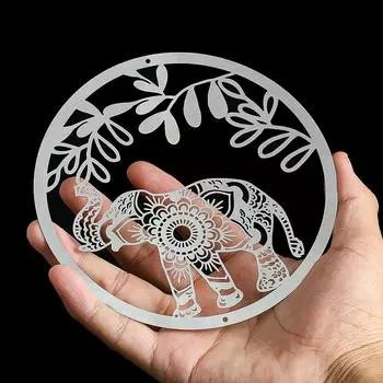 Африканский слон ветряная вертушка мандала цветок нержавеющая сталь колокольчики подвеска садовый подвесной декор отпугиватель птиц