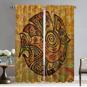 Африканский стиль затемняющие шторы для комнаты 2 панели тюля для спальни перегородки шторы детская комната домашний интерьер шторы оттенки W50xH70cmx2pcs-CL