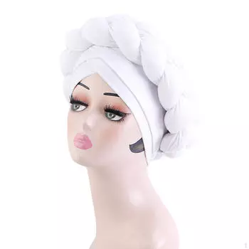 Африканский тюрбан для женщин, головной убор, шапка с косой, шапочка на голову, мусульманский платок на свадьбу чёрный