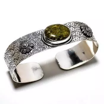 Африканский вазонит драгоценный камень 925 посеребренный браслет ручной работы ювелирные изделия-манжеты