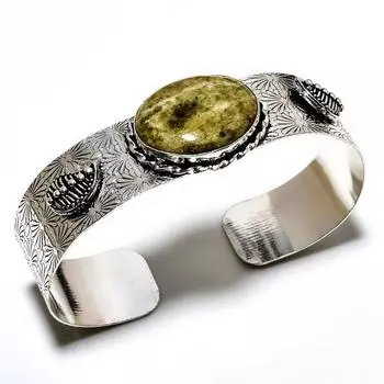 Африканский вазонит драгоценный камень 925 посеребренный браслет ручной работы ювелирные изделия-манжеты