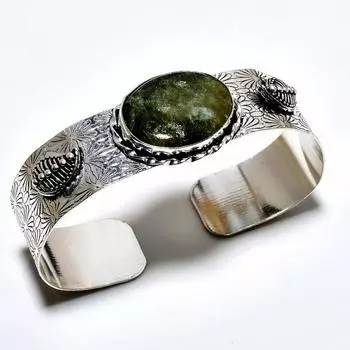 Африканский вазонит драгоценный камень 925 посеребренный браслет ручной работы ювелирные изделия-манжеты