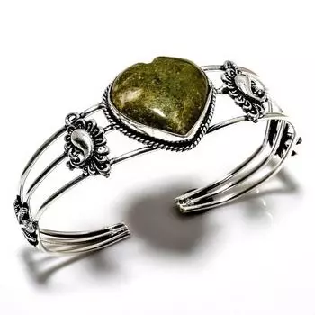 Африканский вазонит драгоценный камень 925 посеребренный браслет ручной работы ювелирные изделия-манжеты